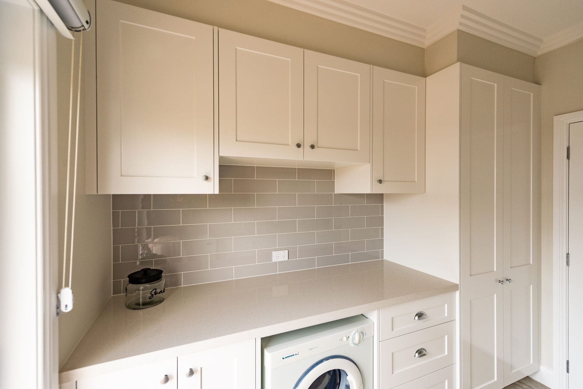painted laundry cabinets white
