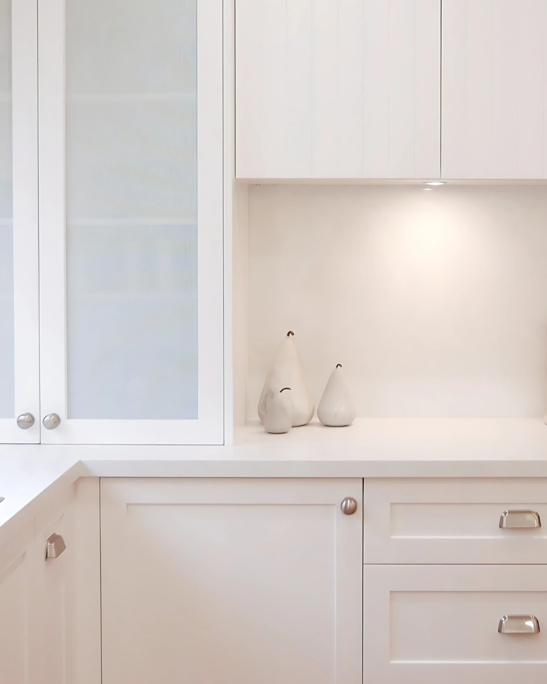white matt painted kitchen finish