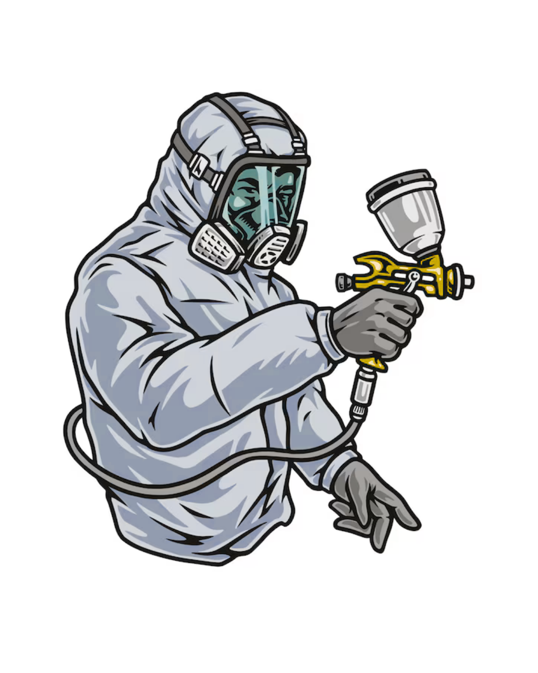 image of a professional spray painter in spray paint suit