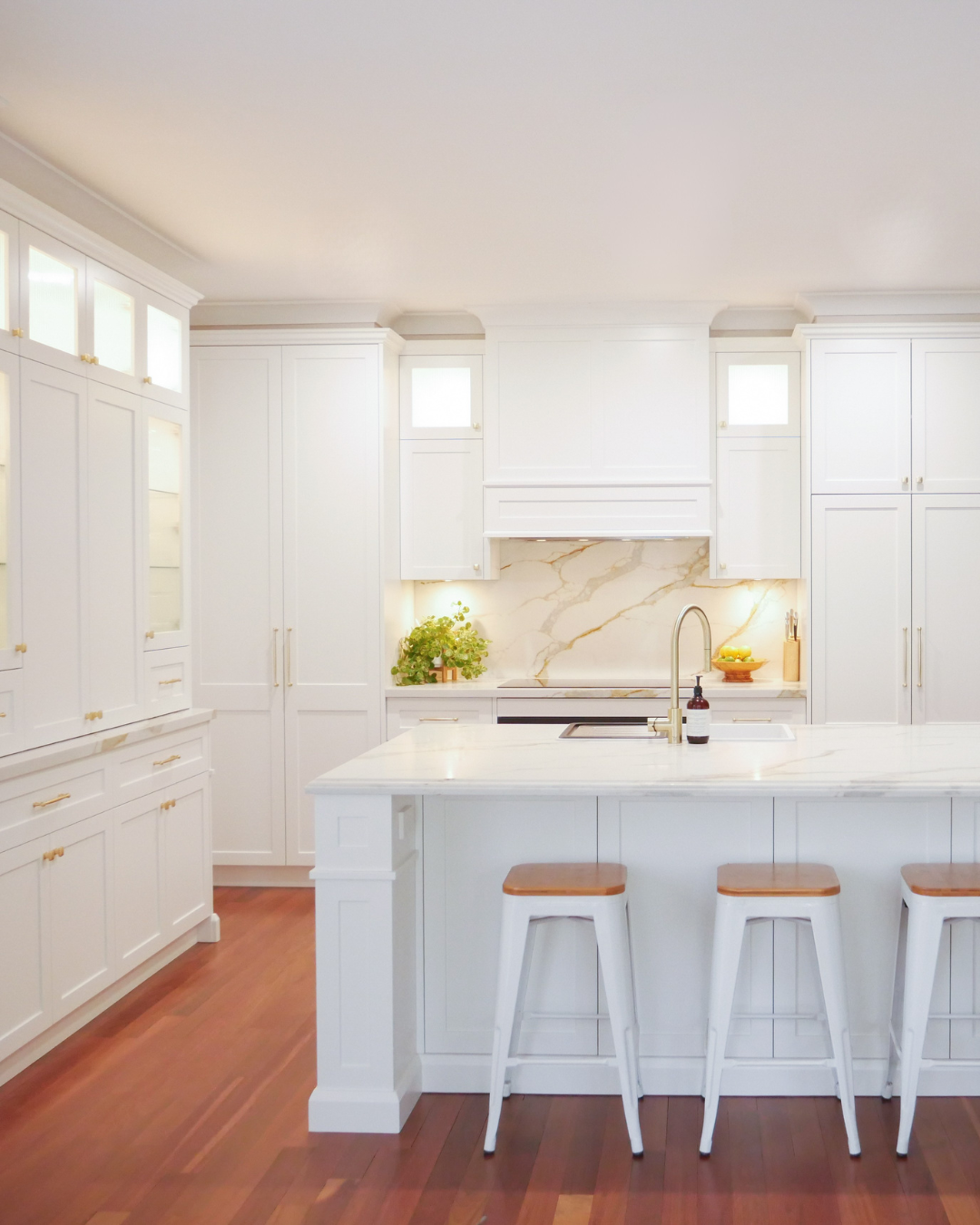 white satin painted kitchen finish