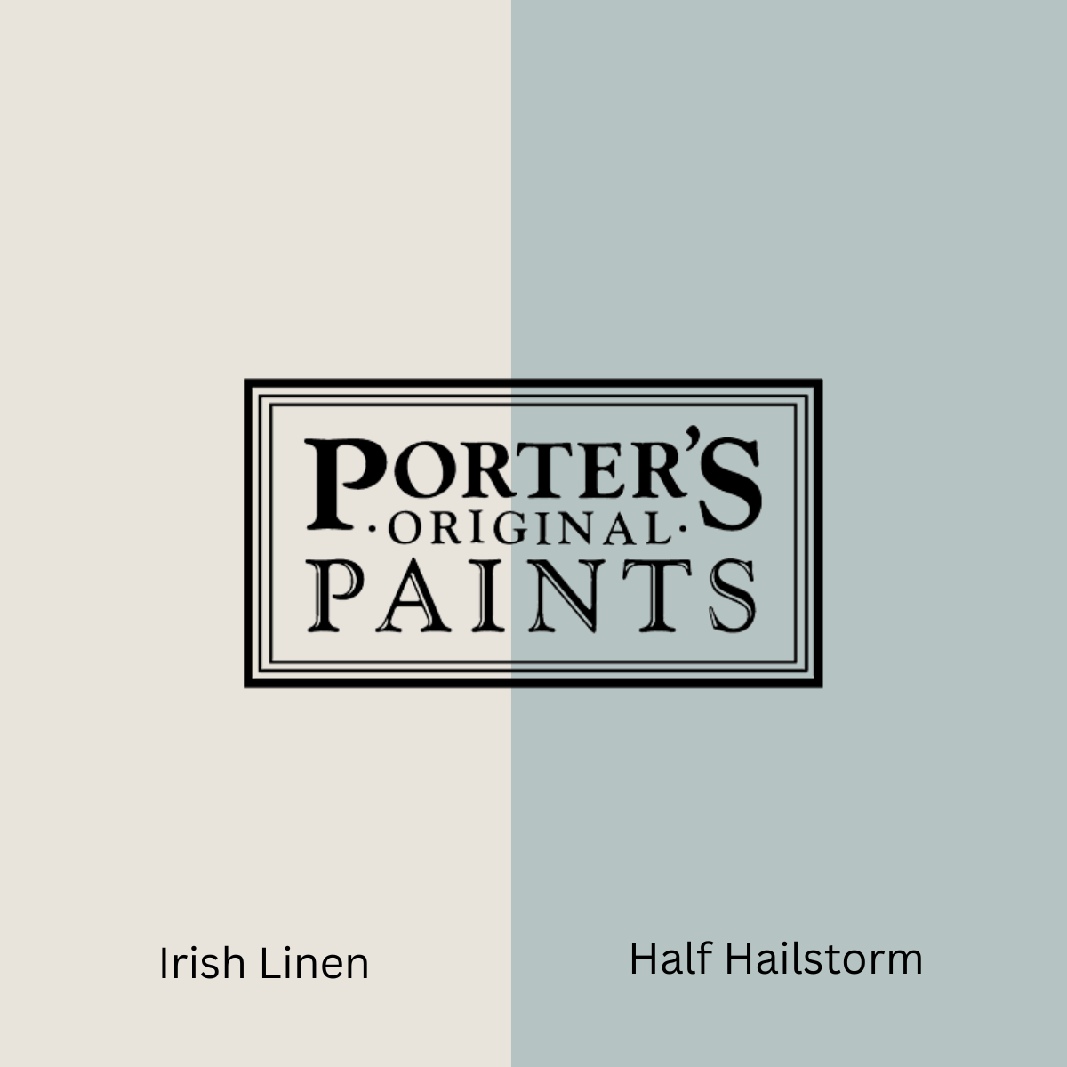 Paint Colours, Porters Paints, Irish Linen and Hailstorm half sample
