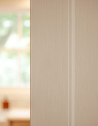 hand painted kitchen cabinets with brush stroked in dulux linseed